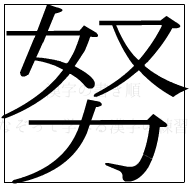 漢字の書き順 漢字の努_7画目
