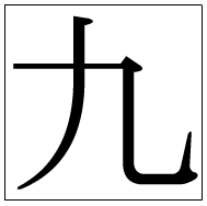 漢字の書き順 漢字の九_2画目